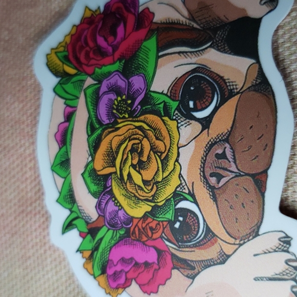 (J) Floral Pug Dog Sticker Doggie Dog Mom Puppy - Picture 2 of 5
